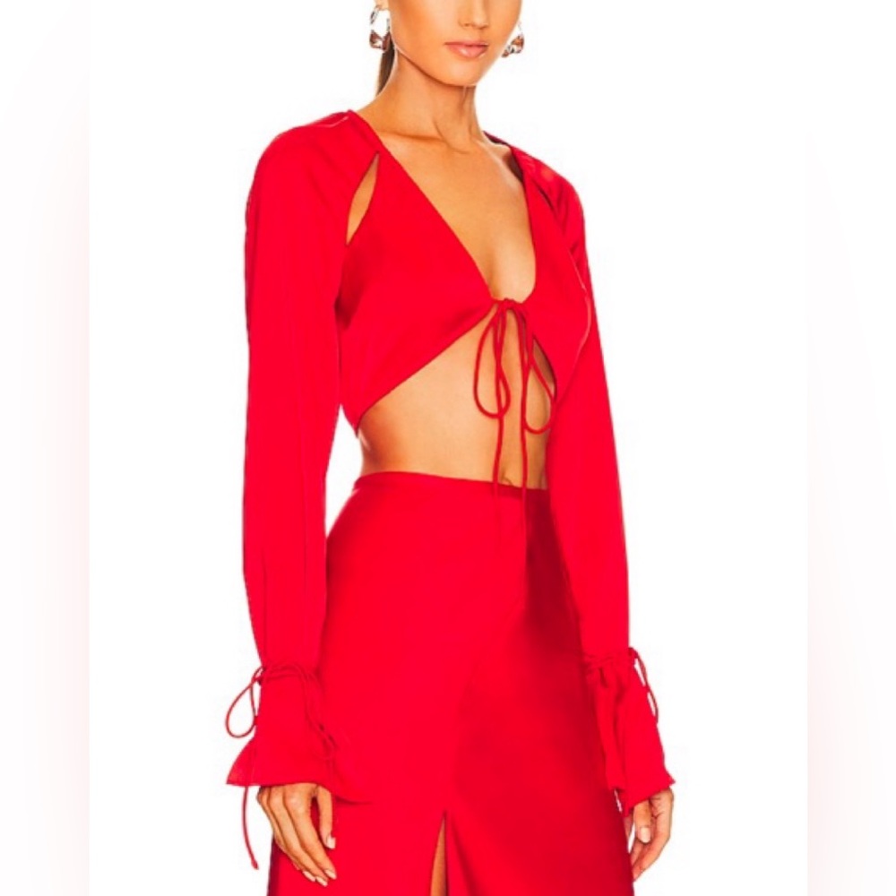 L'Academie Connor Crop Top - Bright Red - Picture 3 of 4